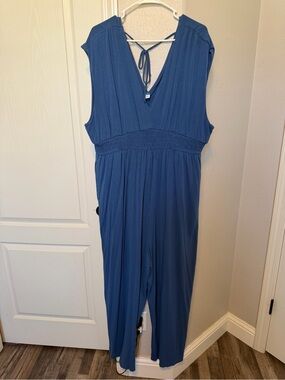 Old Navy Deep Blue Sleeveless Maternity Jumpsuit with Back Tie